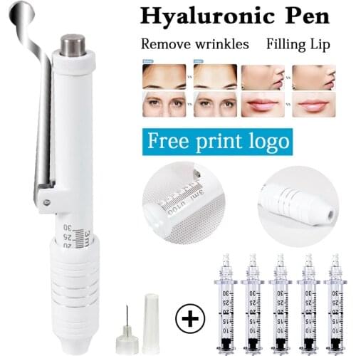0.3ml White Hyaluronique pen Massage Atomizer Hyaluron Pen For Anti-wrinkle Skin Rejuvenation Lips Lifting Lip Free Print Logo