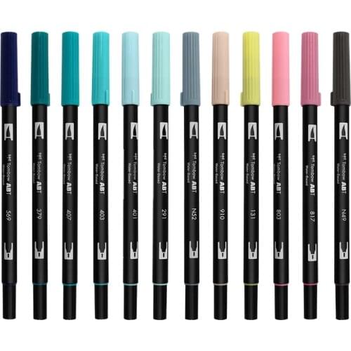 Tombow Dual Brush Pens ABT Watercolor Art Markers New 12 Colors Japan