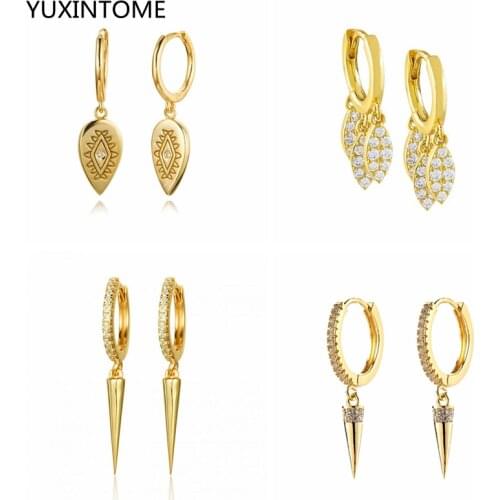 925 Sterling Silver Ear Buckle Hoop Earrings For Women Water Drop CZ Zircon Round Circle Earrings Pendientes Vintage Jewelry