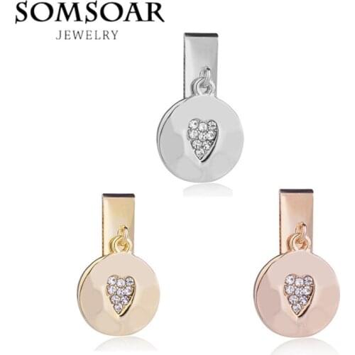 Somsoar Jewelry Hang On To Crystal Heart Charms fit Leather wrappable Mesh Stainless steel Bracelet 10pcs/lot