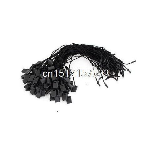Supermarket Black Nylon Strap Clothes Goods Price Label Tag Strip Line 100 Pcs