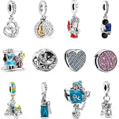 Unbirthday Party Teapot Charm 100% Real 925 Sterling Silver Alice in Wonderland Charm Fit Brand Bracelet Diy Jewelry