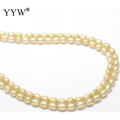 Yellow Cultured Rice Freshwater Pearl Beads 5-6mm 0.8mm 15.7 Inch For Jewelry Making DIY Necklace Bracelet Jewelry Accessories