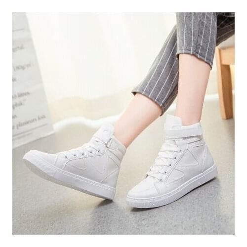 Women Sneakers 2020 New Spring Autumn Fashion High Top Canvas Shoes Women Casual Shoes Flat Female Basket Lace Up Solid Trainers