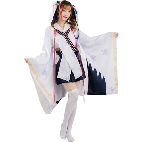 Brdwn Vocaloid Womens Snow Miku Cosplay Costume Kimono Suit