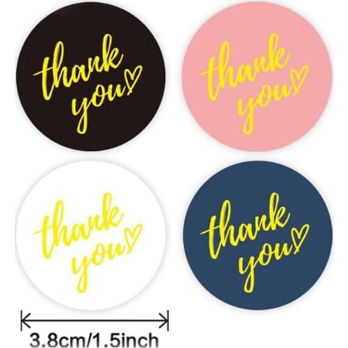 1.5inch 4 Colors Thank You Stickers Small Business Sticker For Envelope Scrapbooking Stationery Adhesive Seal Lables 100-500pcs