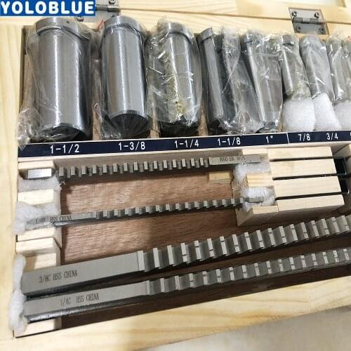 18pcs Inch Sized CNC Keyway Broaches Set 1/2-1-1/2 Broach Bushing Shim Set High Speed Steel Cutting Tool