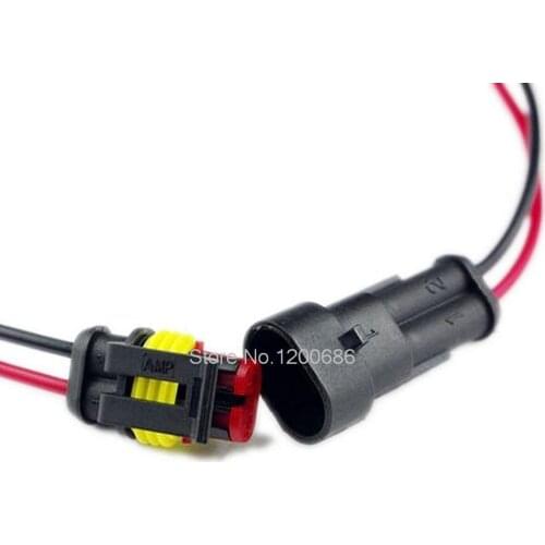 18 AWG 10cm pigtail 2 Pin Way Car Auto Waterproof Electrical Connector Plug Socket Kit with Wire AWG Gauge Marine