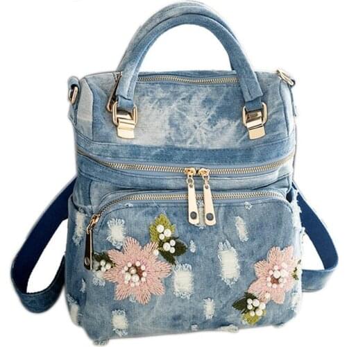 2021ANNRMYRS Fashion Women Backpack High Quality Denim Backpacks for Teenage Girls Female School Shoulder Bag Bagpack mochila