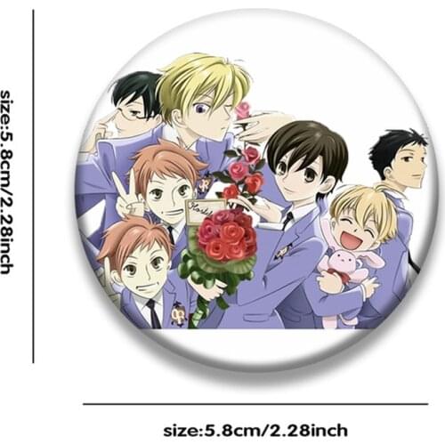 3pcs Random Anime Ouran High School Host Club Cosplay Badges Cartoon Male High School Department Brooch for Backpacks Clothing