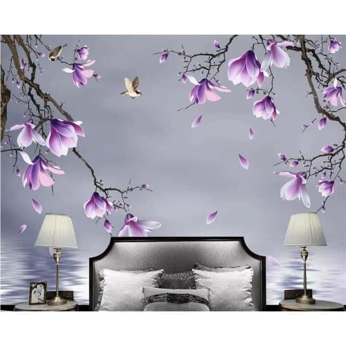 Beibehang Custom wallpaper HD hand-painted magnolia bird 3D living room bedroom TV background wall home decoration 3d wallpaper