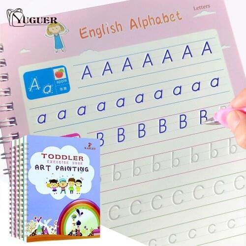 4 Books/Set Magic Practice CopybookChildren Books For Kids Handwriting Practice Calligraphy Learn Alphabet Painting Arithmetic