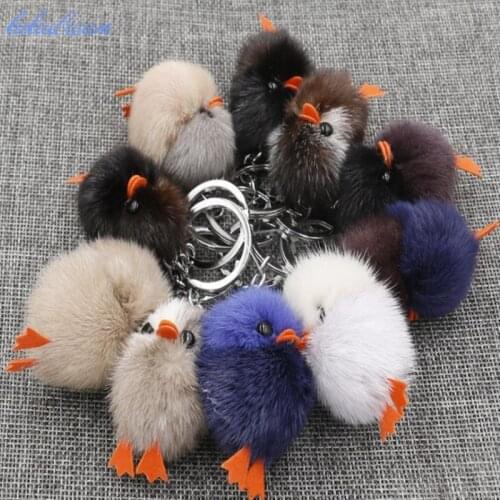 5pcs/lot Cute Mink Hair Mini Chick Soft Animals Stuffed Plush Toys Keychain
