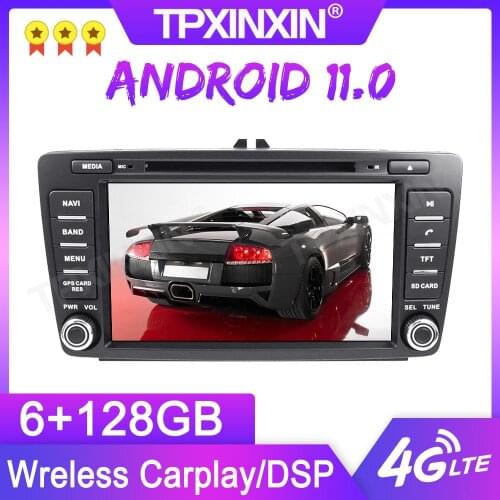 Android 11.0 6+128G For Volkswage Skoda Octavia 2008-2015 GPS Car Multimedia Player Headunit Audio Radio Navigtion Tape Recorder