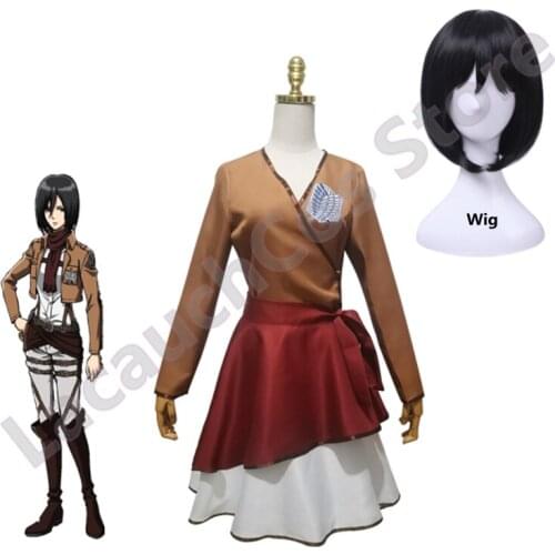 Attack On Titan Cosplay Costumes Mikasa Levi Ackerman Lolita Dress Girl Skirt School Uniform Shingeki No Kyojin Woman Dresses