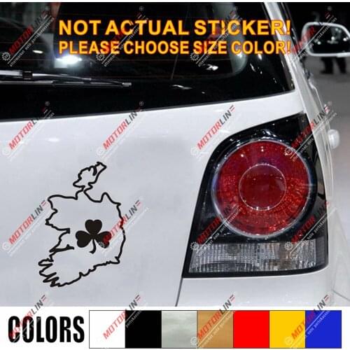 Irish Ireland Map Decal Sticker Outline Silhouette Shamrock Clover Car Vinyl