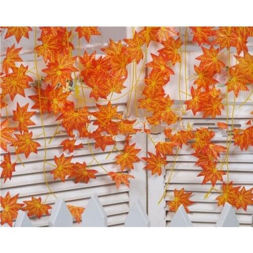 Artificial Vine Red Autumn Maple Leaf Fake Garland Plants Foliage Garden For Wedding Party Home Decoration S