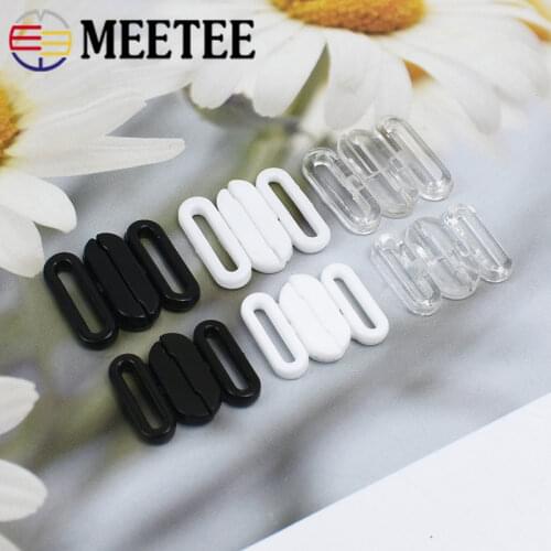 100pcs Meetee 10/12/15/20mm Plastic Bikini Bra Clip Adjust Buckle Swimwear Bra Clasp DIY Sewing Underwear Clothing Accessories