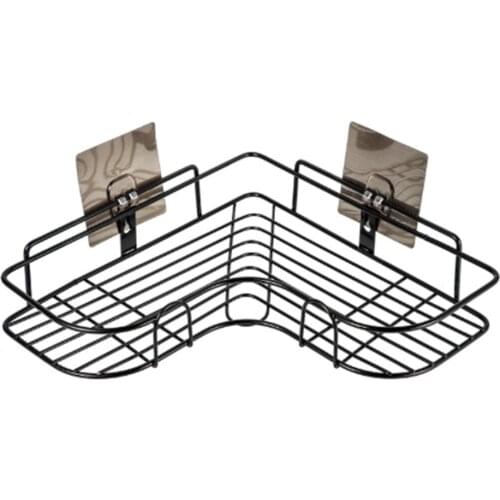 Metal Racks Bathroom without Punchingsolid Shower Bathroom Installation Storage Rack Kitchen Triangle Rack with 2 Hooks
