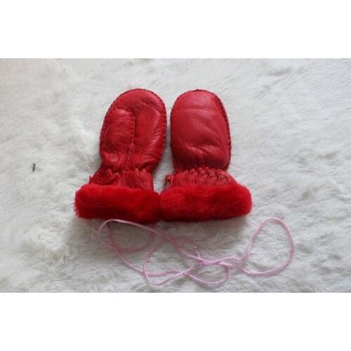 Fashion outdoor warm natural fur gloves of children