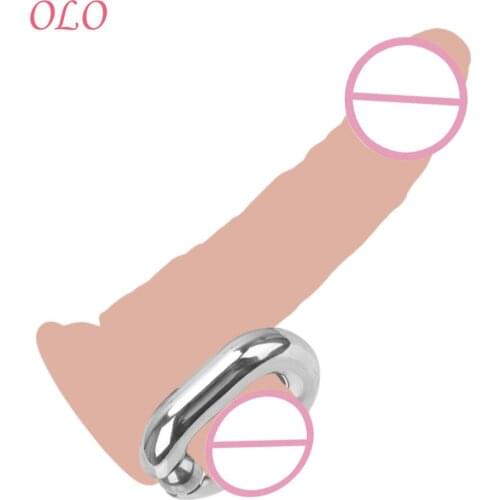 OLO Metal Penis Bondage Cock Ring Male Heavy Duty Ball Scrotum Stretcher Sex Toy Stainless steel Penis Rings Delay Ejaculation