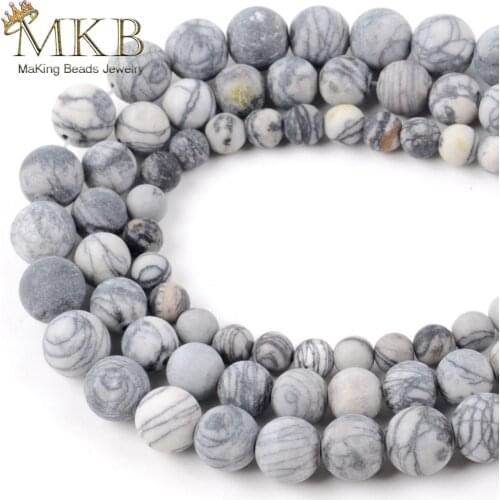Natural Stone Matte Black Web Spider Jaspers Round Beads For Jewelry Making 6/8/10/12mm 15inches Wholesale Perles Bijoux