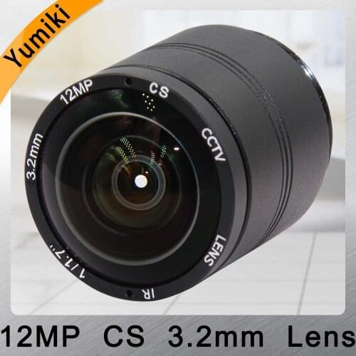 Yumiki 4K Lens 12Megapixel Fixed CS Lens 12MP 3.2mm 150 Degree 1/1.7 inch For 4K IP CCTV Box camera