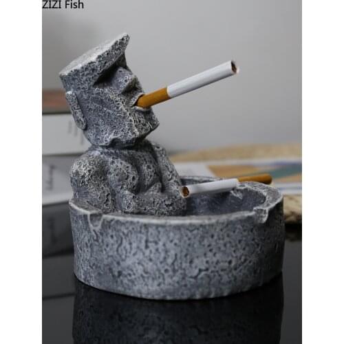 Creative Character Household Resin Ashtray Vintage Large Capacity Portrait Finger Art Ashtray Living Room Office Desktop Decor