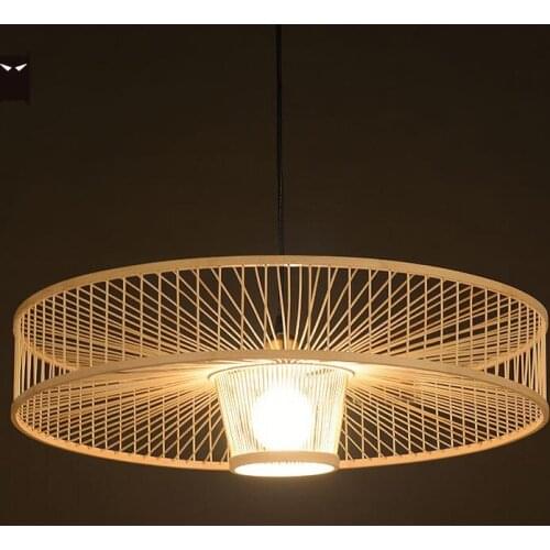 Hand Bamboo Wicker Rattan Pendant Light Fixture Modern Loft Nordic Design Hanglamp Hanging Ceiling Lamp Luminaires Suspendus