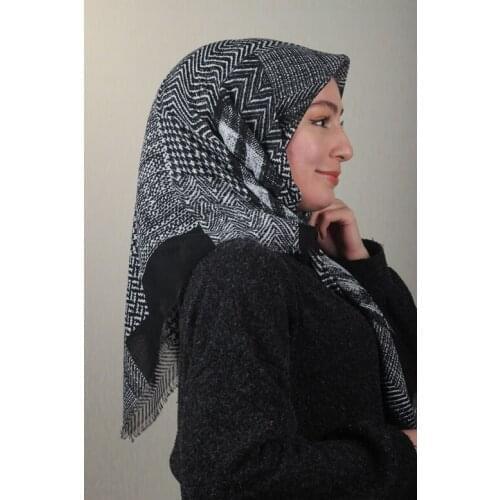 POLOİST LINEN FLAMLI SCARF BLACK WHİTE SERIES-PATTERN-11-RENK-06