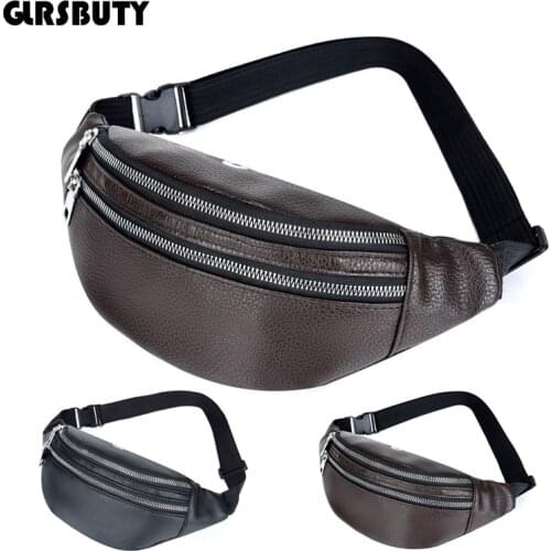 PU Leather Fanny Pack Men Women Belt Bag 2020 Travel Banana Bags Hip Bum Waist Bag Phone Holder Money Daypack Hiking Sling Chest