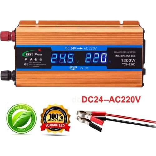 Car Power inverter 1200W Professional 24 V 220 V Voltage Converter 24v to 220v Car Charger Volts display Output 50Hz