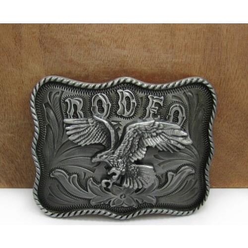 BuckleClub zinc alloy rodeo flying eagle jeans gift belt buckle for men FP-02501 pewter finish 4cm width loop drop shipping