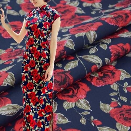 Purplish blue red rose stretch cotton fabric for satin dress ткань хлопок ткани tissu bazin riche getzner telas tissus au metre