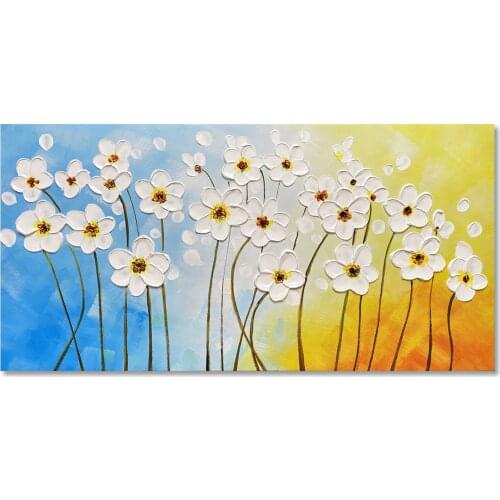 Hand Painted Contemporary Art for Living Room Texture Palette Knife Flower Oil Painting On Canvas Floral Wall Art Bedroom Decor