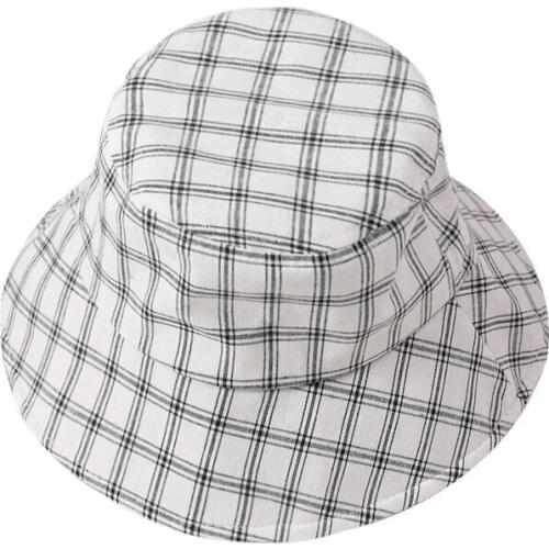 Fisherman Hat Fashion Solid Color Stripe Grid Bucket Cap Spring Summer Women Men Outdoor Sports Sun Shade Fisherman Hats TG0233