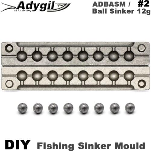 Adygil DIY Fishing Ball Sinker Mould ADBASM/#2 Ball Sinker 12g 8 Cavities