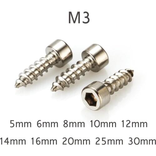 50 pcs 304 stainless steel Round Head Hex Socket Self-tapping Screw Self Tapping Screw M3 5/6/8/10/12/14/16/20/25/30 mm