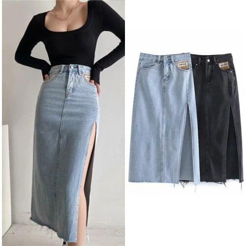 Sexy and Careful Mid Length Skirt with High Split In Spring and Summer DLBSQ389