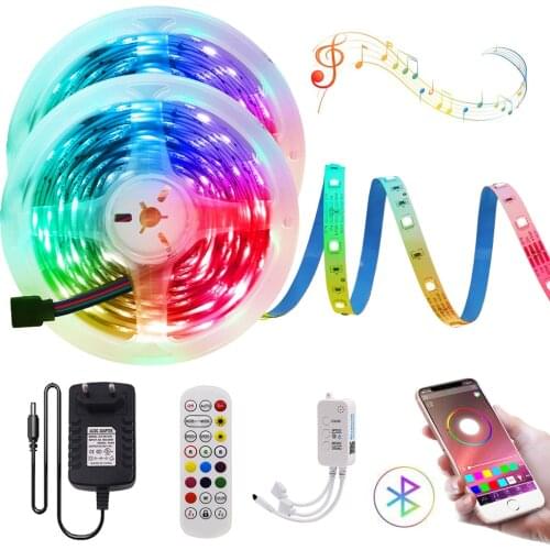 5M-20M Bluetooth LED Strip 5050 RGB Color Changing LED Light Flexible Ribbon Stripe DC 12V RGB Diode Tape IR Controller Adapter
