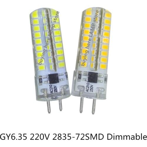5pcs dimming LED GY6.35 220V Dimmable COB/2835/3014smd 64/72beads No vibration Silicone gy6.35 led 220v Dimmable LED g6.35 220v