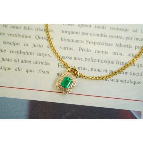 SX710 Solid 18K Gold Panda Nature Green Emerald 0.45ct Gemstones Pendants Necklaces for Women Fine Jewelry for Women Gifts