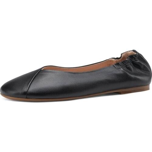 Soft Sole Women Shoes Comfortable Leather Round Toe Shallow Peas Loafers Mary Jane handmade custom non-slip wear-resistant shoes