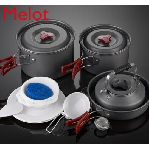 Outdoor Cookware Camping Pot Set Stove Picnic Picnic Outing Tableware Small Pot Single Pot Soup Instant Noodle Pot