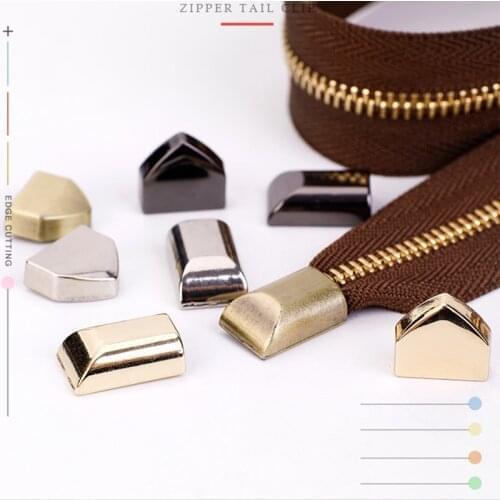10Pcs Zipper Tails Stoppers Metal Zipper Tail Plug Head with Screw DIY Bag Craft Leather Making Hardware Sewing Supplies