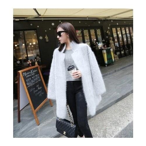 Genuine mink cashmere sweater women pure cashmere cardigan knitted mink jacket fashion winter long fur coat free shipping