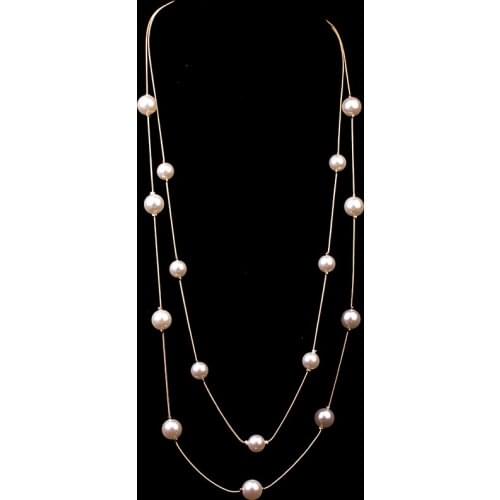 88cm Fashion Long Gold Chain Pearl Necklaces For Women Statement BLack Red Boho Sweater Crystal Beaded Multilayer Necklace New