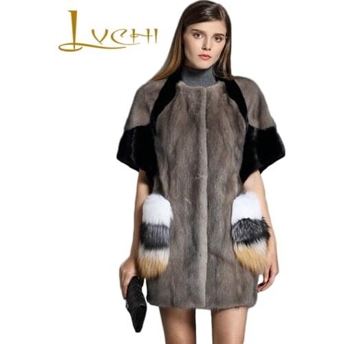 LVCHI 2019 Casual Waistcoat for women Genuine mink vest real fur coat O-Neck long loose winter warm coats Full Pelt Fur Leather