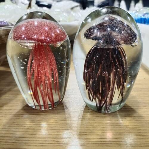 1pcs 470-530g Colorful glass Jellyfish flat bottom home decoration gift for children