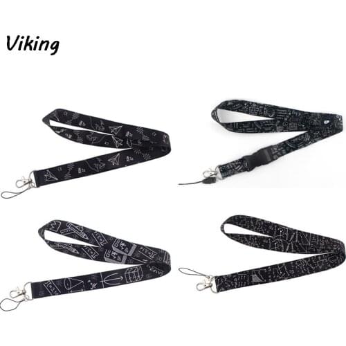 20pcs/lot G1654 Black Mathematics Chemistry Keychain Phone Lanyard Strap Neck Lanyards ID Card Holder Keys Teacher Student Gift